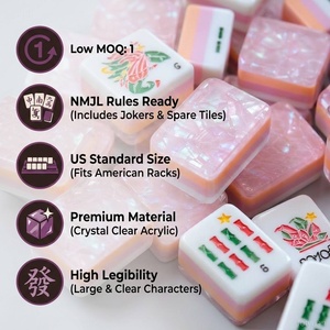 Ensemble de Mahjong Américain de Luxe en Acrylique à 4 Couches, Rose Nacré Clair, pour <span class=keywords><strong>Casino</strong></span>, Pliable, Écologique, Portable, Géant et Épais - Product Image 4
