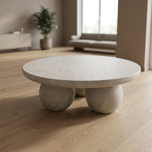 Modern Outdoor GFRC Concrete Coffee <b>Table</b> with Water Transfer Finish Lightweight <b>Patio</b> Furniture - Product Image 4