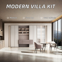 Ensemble de meubles de cuisine pour villa moderne, avec robinet en acier inoxydable, îlots design complets, évier en panneau mélaminé blanc, écologique et modulaire