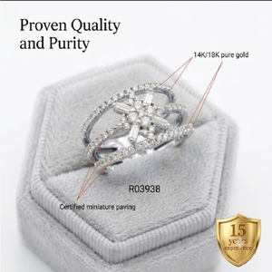 Bague tendance en or blanc 18 carats avec diamants multi-rangs et anneau fendu pour les vendeurs en ligne, personnalisation OEM - Product Image 3