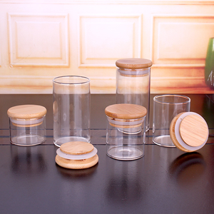 Resistência ao calor vazio limpar alta borosilicato vidro recipiente para cera de soja vela fazendo com bambu tampa vazio vela navio - Product Image 5