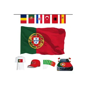 2024 New Arrivals Football Fans Decoration Soccer Jersey Hat Hand Flag Football Event Cheering Portugal Flag