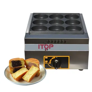 Taiwan Japanese Red Bean Cake Grill Maker Street Snack Series Waffle Baker Gas 9 Hole Automatic Wheel Cake Machine