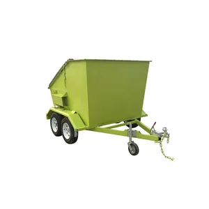 Discount metal steel 4 cubic rubbish bin trailer for waste cleaning