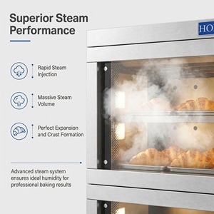 Horno de Vapor de 3 Niveles con 2-3 Bandejas para Aplicaciones Industriales de Panadería con Gestión Inteligente de Temperatura y Estante para Bandejas - Product Image 4