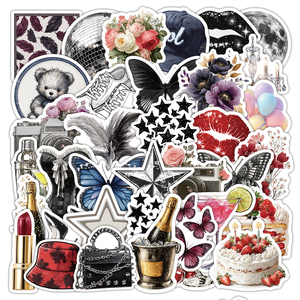 50 Piezas/Bolsa <span class=keywords><strong>de</strong></span> Pegatinas Decorativas <span class=keywords><strong>para</strong></span> Fiestas <span class=keywords><strong>de</strong></span> <span class=keywords><strong>Niñas</strong></span>, Impresas Personalizadas, <span class=keywords><strong>de</strong></span> Vinilo, con Corte Troquelado, Acabado Mate, Resistentes al Agua y Ecológicas - Product Image 1