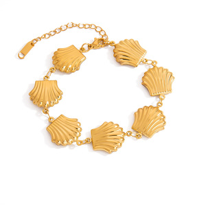 Stainless Steel <b>Bracelet</b> 18K Gold Plated <b>Shell</b> Charm Unisex Fashion Jewelry - Product Image 5