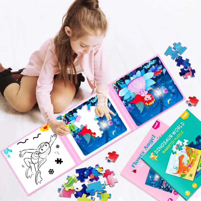 Jigsaw Puzzle Desain Hewan Portabel, Desain Buku Kartun untuk Hadiah Anak-anak