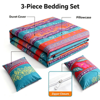 Parure de lit imprimée en microfibre brossée 3 pièces motif floral botanique, tailles Queen, King, Twin, avec taies d'oreiller, personnalisable OEM pour usage hôtelier, 300TC
