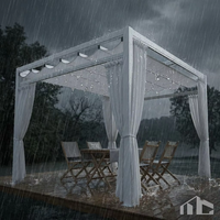 Pérgola Bioclimática Económica de Aluminio con Recubrimiento en Polvo, Techo Transpirable Ajustable e Impermeable, Puertas de Vidrio para Patios, Jardines y Cafés