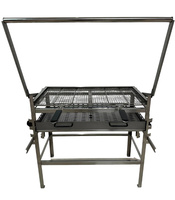 Barbecues à charbon de bois d'extérieur en acier inoxydable, version à couvercle rabattable / version à brochettes avec fonction de réglage en hauteur