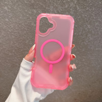 Coque de protection antichoc en PC+TPU transparente effet mat avec sangle magnétique pour chargement sans fil pour iPhone 13 14 15 16 Pro Max