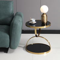 Table d'Angle de Canapé de Salon de Luxe, Petite Table Basse Classique en Acier Inoxydable, Meuble d'Appoint de Chambre