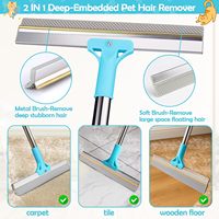 Lot de 3 outils réutilisables pour enlever les poils d'animaux, balai à poils de chien à long manche réglable pour le nettoyage des tapis, des canapés, des moquettes et des voitures