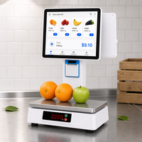 Mesin Kasir Terminal POS Sistem POS All-in-One Android Layar Ganda 14.1" Timbangan Printer Intel I5 Putih