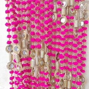 20 Pièces de Cordes Pompom Torans Fleur Artificielle Fleur Décoration de Mariage Beaux Décors en Lignes de Guirlande Indienne Rose - Product Image 2