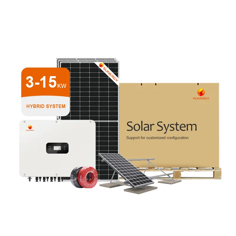 Solução de sistema solar personalizada Sistema fotovoltaico híbrido de 6KW com inversor e bateria, todos os kits, fornecedor