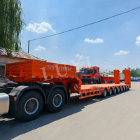 Semi-remorque surbaissée robuste à 8 essieux, 120 tonnes, en acier, avec échelle hydraulique pour transport de conteneurs – Vente chaude
