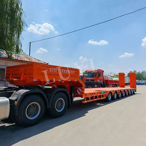 Venta caliente Heavy Duty 8 Axles 120 Tons Lowbed Semi Trailer Escalera hidráulica Contenedor de transporte Lowboy Semi Trailer - Product Image 4