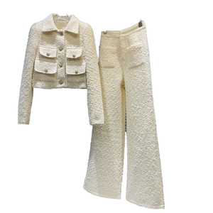 Combinaison en laine unie décontractée sexy à haute élasticité, tenue en deux pièces, haut de combinaison, ensemble deux pièces pour femmes en polyester - Product Image 1