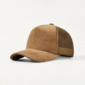 Nouvelle Arrivée Casquette Trucker 5 Panneaux en Velours Côtelé de Haute Qualité, Couleur Unie, Maille Vierge, Casquettes Snapback Personnalisables pour l'Hiver - Product Image 2