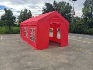 TUOYE abri d'auto portable cadre en acier rouge tente de stationnement de voiture extérieure chapiteau auvent pour mariage cadre en <span class=keywords><strong>bois</strong></span> et métal traité sous pression - Product Image 4