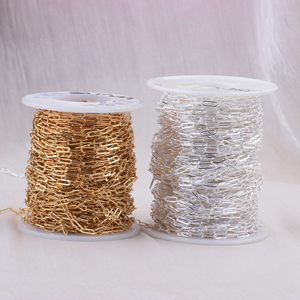 진짜 14K 골드 필드 플랫 길쭉한 직사각형 링크 체인 두꺼운 각인된 페이퍼클립 체인 미니멀리스트 DIY 목걸이 주얼리 - Product Image 6