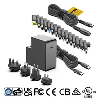 Adaptor Charger Laptop Universal USB-C 65W + 15 Tip Colokan yang Dapat Diganti Adaptor Daya Perjalanan Internasional USB Tipe C