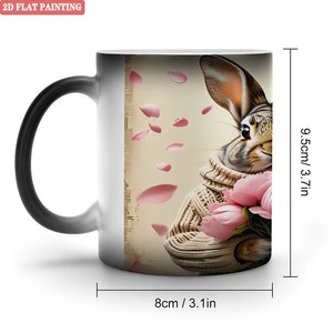 Tasse à thé relaxante pour l'après-midi à la maison, noire givrée, 11 oz, en céramique, tasse magique changeante de couleur à la chaleur - Product Image 1