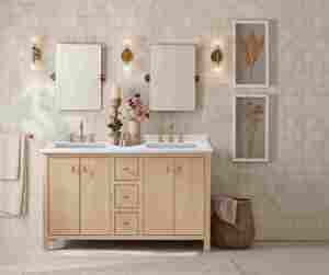 Premium Quality Standing Bathroom Cabinet <b>White</b> Marble Top Vanity Bathroom - Product Image 5