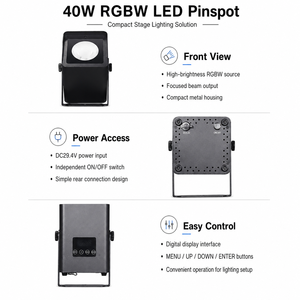 SpotLite 40 40W COB LED Pinspot Light with <b>Remote</b> and Wireless DMX <b>for</b> Concerts, Clubs, Parties - Product Image 3