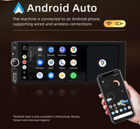 Pemutar Media D6021A 6.68 inci 1DIN Universal, layar HD 1280*480 Stereo mobil Android 13 WiFi GPS tanpa kabel Carplay RDS FM AM