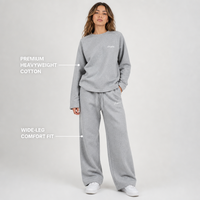Ensemble décontracté unisexe en coton épais : Sweat-shirt à col rond et pantalon large – Style streetwear et sport – Vente en gros et OEM