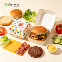 Boîte à hamburgers personnalisée en gros, directement de l'usine, en papier kraft de qualité alimentaire, emballage OEM pour hamburgers, à emporter, pour restaurants
