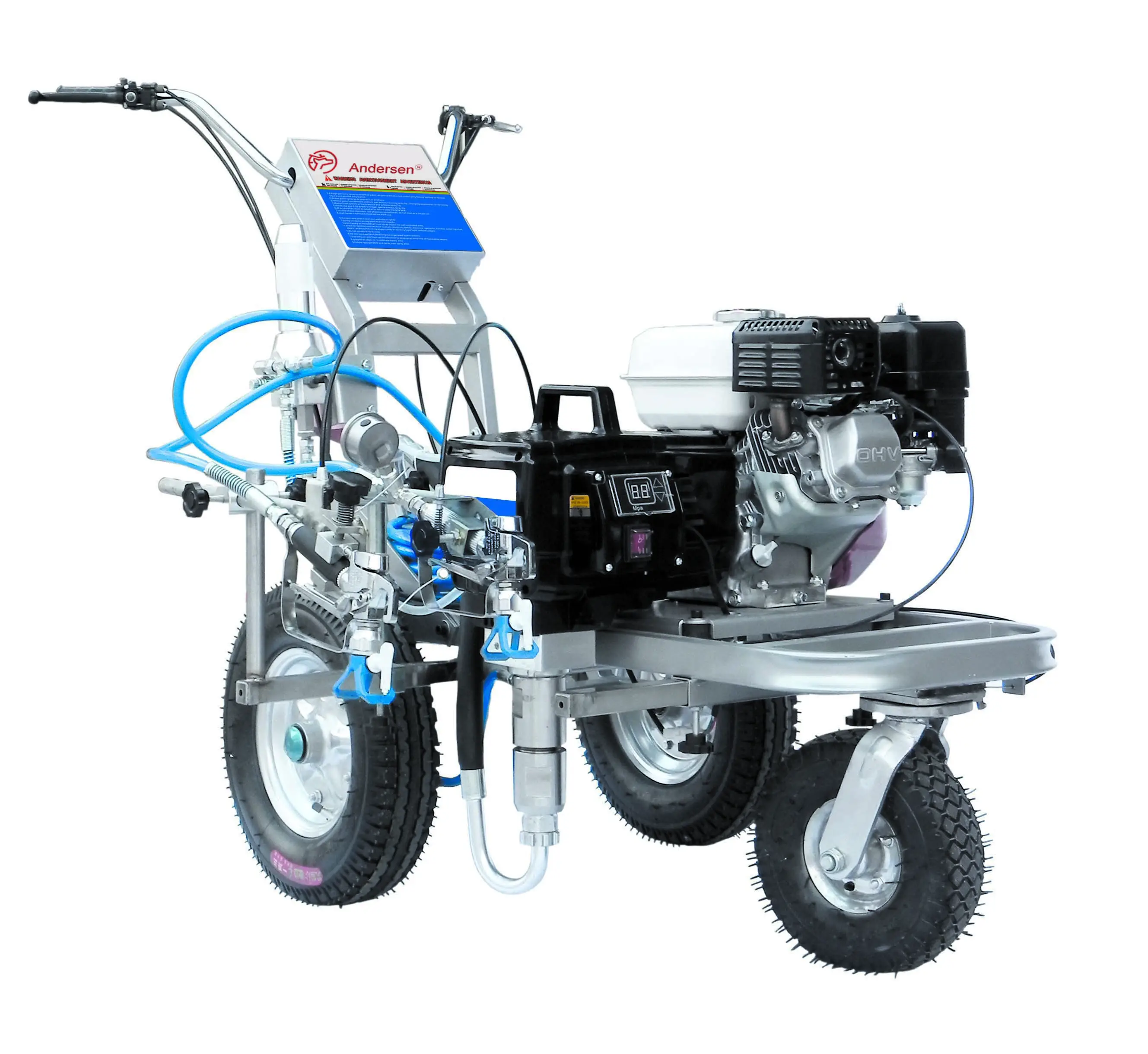 Easy Maintenance Airless Line Driver New & Used Cold Paint Spray Road Line Marking Machine with Two Guns Reliable Motor Pump