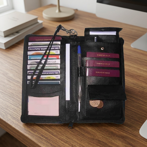 ADORA Cartera de Cuero Genuino con Bloqueo RFID, para 3 Pasaportes, Unisex, de Viaje, Familiar, con Cierre, de Alta Calidad y Duradera - Product Image 2