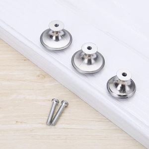 Stainless Steel Round Cabinet <b>Knobs</b> Black And <b>Silver</b> Modern Furniture Handles For <b>Drawer</b> Wardrobe Door 201 Steel Antirust - Product Image 3