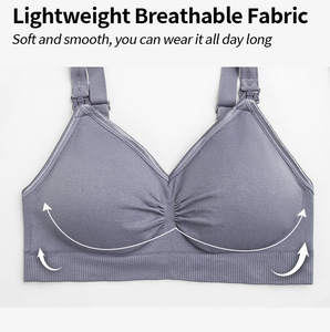 Sujetador de <span class=keywords><strong>lactancia</strong></span> para mujer, talla grande, delgado, liso, para uso diario, sin aros, transpirable, sin costuras, para dormir - Product Image 2