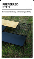 Table de barbecue en plein air, table basse, table en fer, plateau d'égouttement, table à grille, table pliante en filet, table de camping en bambou