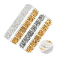 Kit d'accessoires de bijouterie 12 pièces : Ensemble de composants de bijouterie en grille, anneaux de jonction métalliques, fermoirs mousquetons, kit d'outils pour la fabrication de bijoux DIY