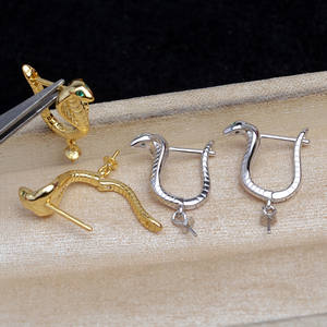 S925 <b>Silver</b> DIY Accessories 11-12mm Butterfly Earpiece JG5948 Pearl Jewelry Semi-finished <b>Fan</b> Earnail Hollow Support - Product Image 1