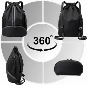 Personalizar cor String Swim Gym Bag com Sapatos Compartimento e Bolso À Prova Molhada para Mulheres e Homens