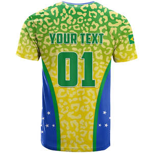 T-shirt de football personnalisé du Brésil, motif léopard, sublimation, personnalisez votre <span class=keywords><strong>texte</strong></span> et votre numéro, t-shirts de football décontractés - Product Image 3