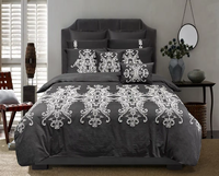 Ensemble de housse de couette brodée de luxe, ensemble de literie brodée de fleurs élégantes, ensemble de couette en microfibre lavée douce