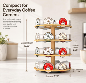 Support de rangement rotatif à 4 niveaux en bambou pour dosettes de <span class=keywords><strong>café</strong></span> <span class=keywords><strong>Nespresso</strong></span> K Cup, pour comptoir de cuisine, bar à <span class=keywords><strong>café</strong></span> - Product Image 5