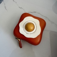 Pochette à monnaie vintage de luxe en cuir de vachette véritable fait main, motif œuf frit, mini sac de rangement, étui pour écouteurs, artisanat mignon, OEM
