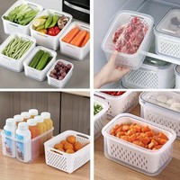 Contenants de rangement pour réfrigérateur en plastique certifiés FCM avec passoire, sans BPA, organisateur de légumes et de fruits pour réfrigérateur