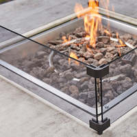 AJUNION Salon de Jardin Moderne d'Angle en Aluminium, Ensemble de Jardin en Rotin en Forme de L avec Table Brasero