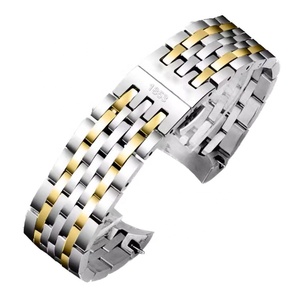 <span class=keywords><strong>Correa</strong></span> de reloj de acero inoxidable con extremo curvo sólido, cadena de reloj de lujo de dos tonos para <span class=keywords><strong>correa</strong></span> <span class=keywords><strong>Tissot</strong></span> de 19mm - Product Image 3