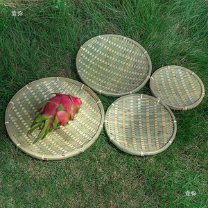 Handmade Bamboo Woven Tray Tea Storage <b>Basket</b> Multi Functional Household Commercial Use <b>Bread</b> Serving <b>Basket</b> - Product Image 2